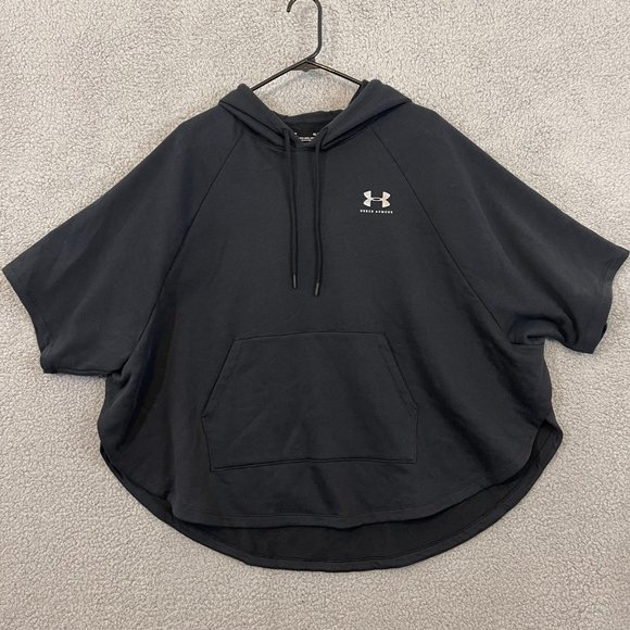 Under Armour Sweaters - Under Armour Hoodie Women’s XL Black Curved Hem Short Sleeve Sweater Sweatshirt
